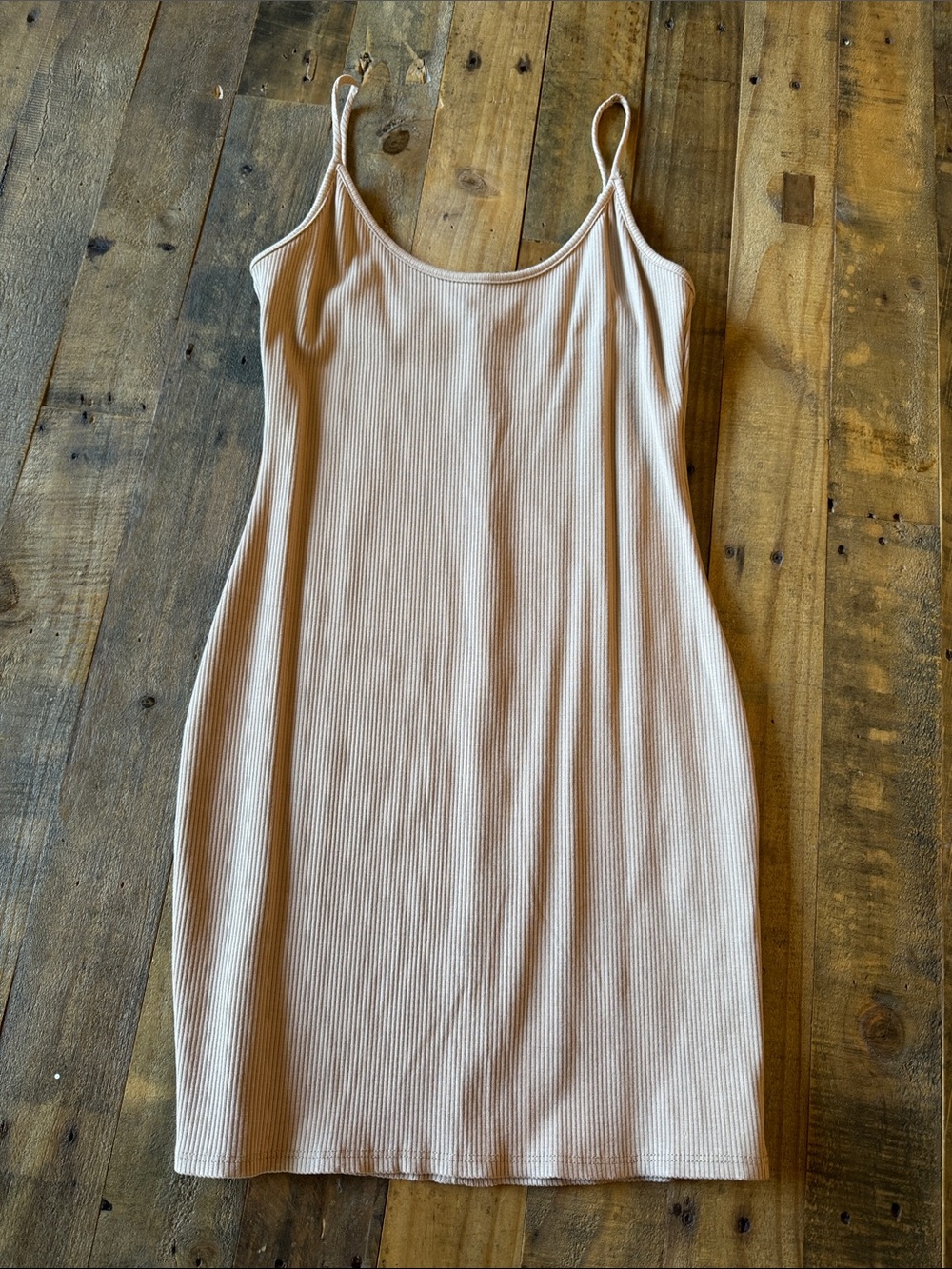 Lulu's Nude Ribbed Slip Mini Dress